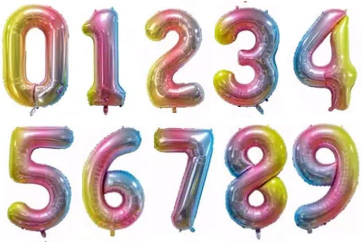 40&quot; Number Rainbow Foil Helium Balloons 40 inch