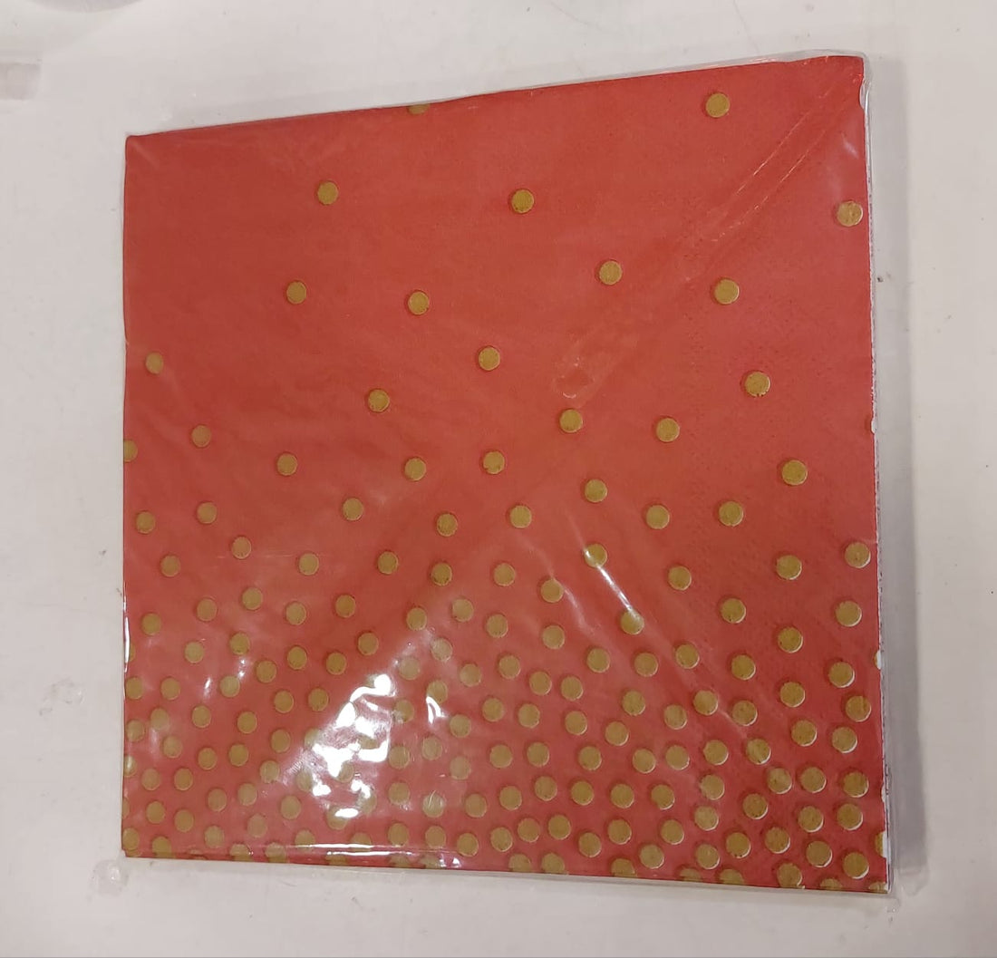 Red & Gold dot patterned napkins Disposable (20pcs - Preppy Kids (Grand Bazaar)