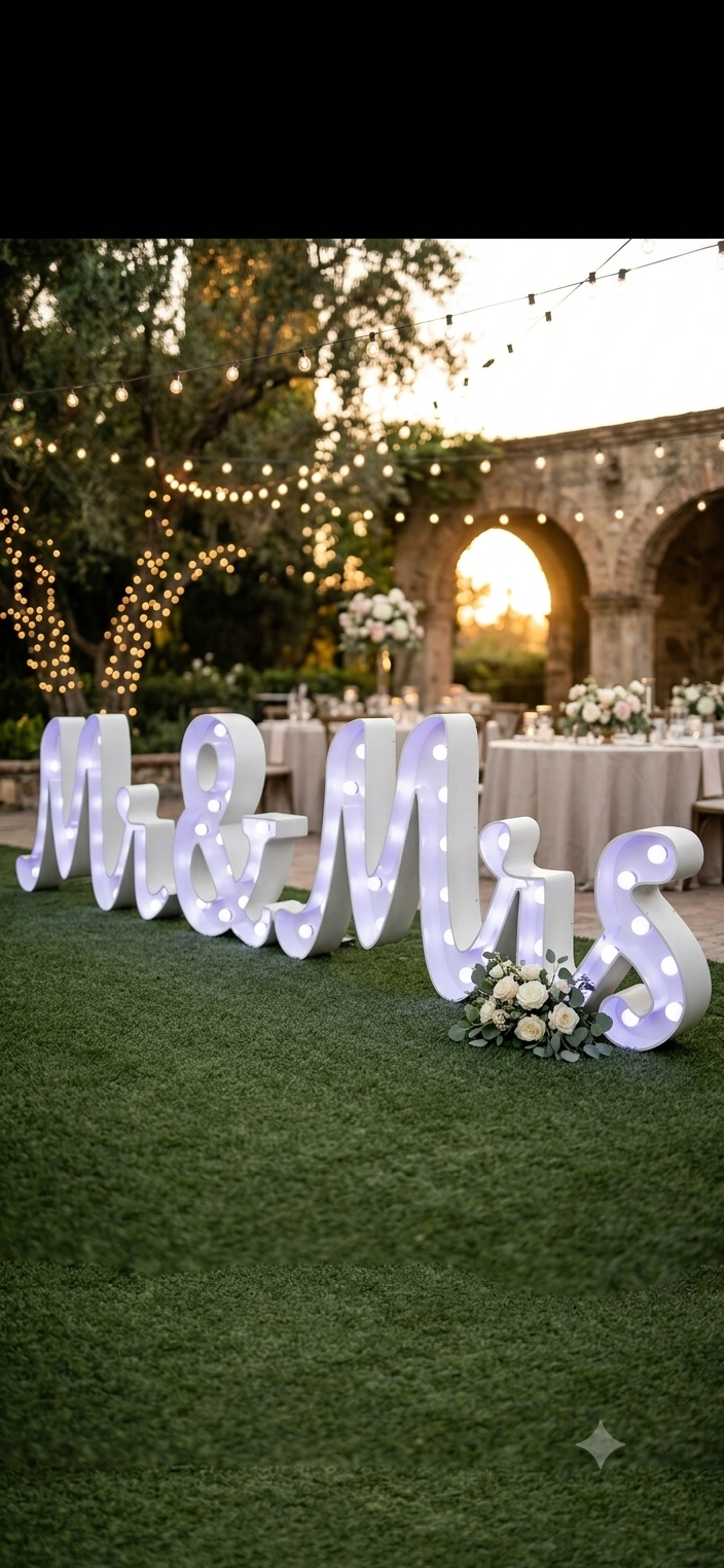 Marquee Letters Mr &amp; Mrs Wedding Rental
