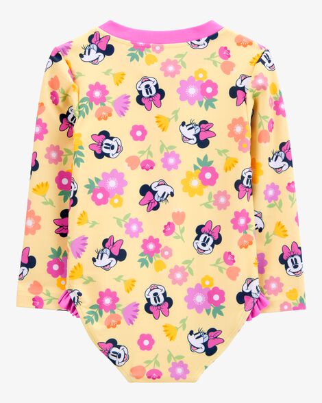 Baby Disney© Minnie Mouse 1-Piece Rashguard Swimsuit - Yellow/Pink