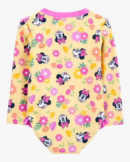 Baby Disney© Minnie Mouse 1-Piece Rashguard Swimsuit - Yellow/Pink