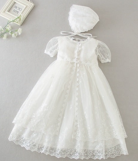 White Lace Christening Gown