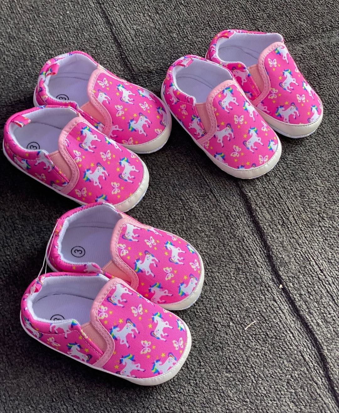 Pink unicorn slip-on baby sneakers