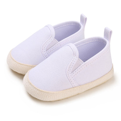 Casual white canvas slip-on sneakers
