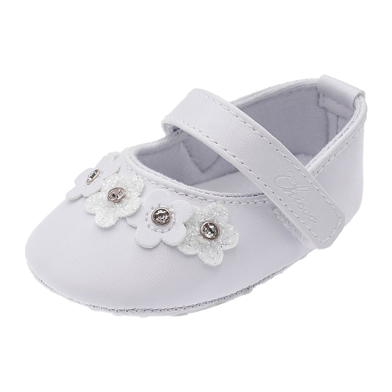 Chicco white flowers baby shoes