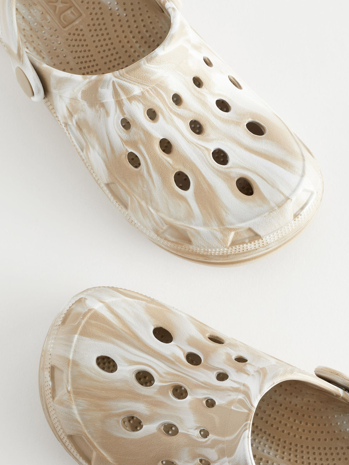 NEXT White and Brown Marble Clogs