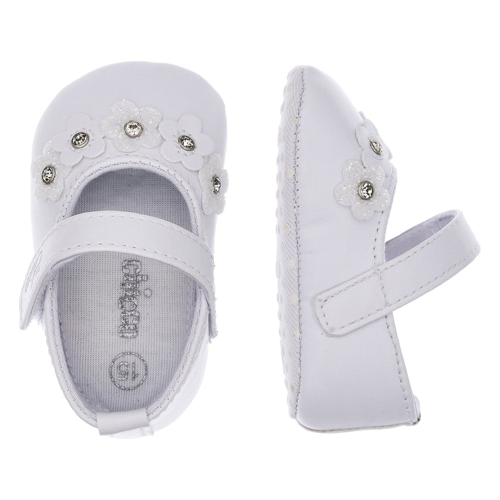 Chicco white flowers baby shoes