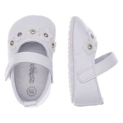 Chicco white flowers baby shoes