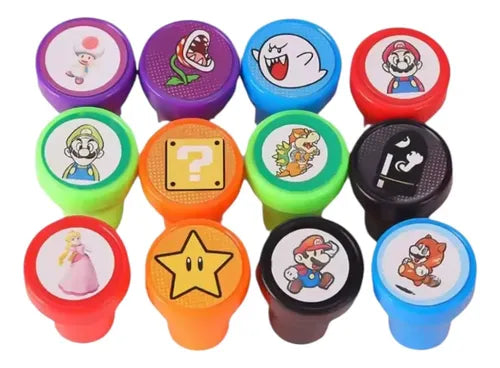 12 Super Mario themed self-inking plastic stampers