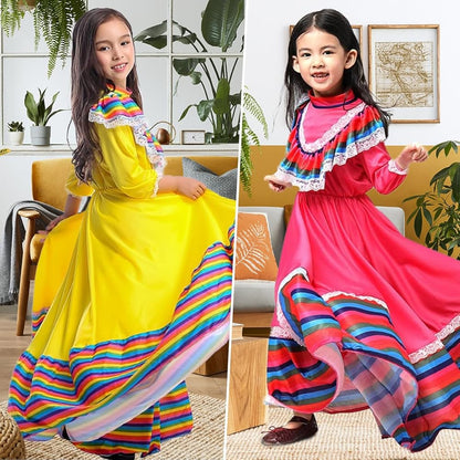 Girl Mexican Dress Red Traditional