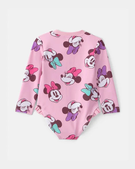 Baby Girl Disney© Minnie Mouse 1-Piece Swimsuit Rashguard - Pink