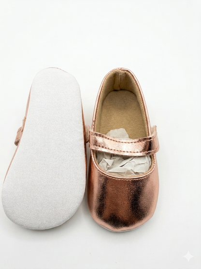 Rose gold Mary Jane baby flats