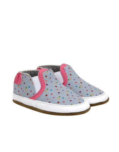 Robeez polka dot polly grey soft soles shoes