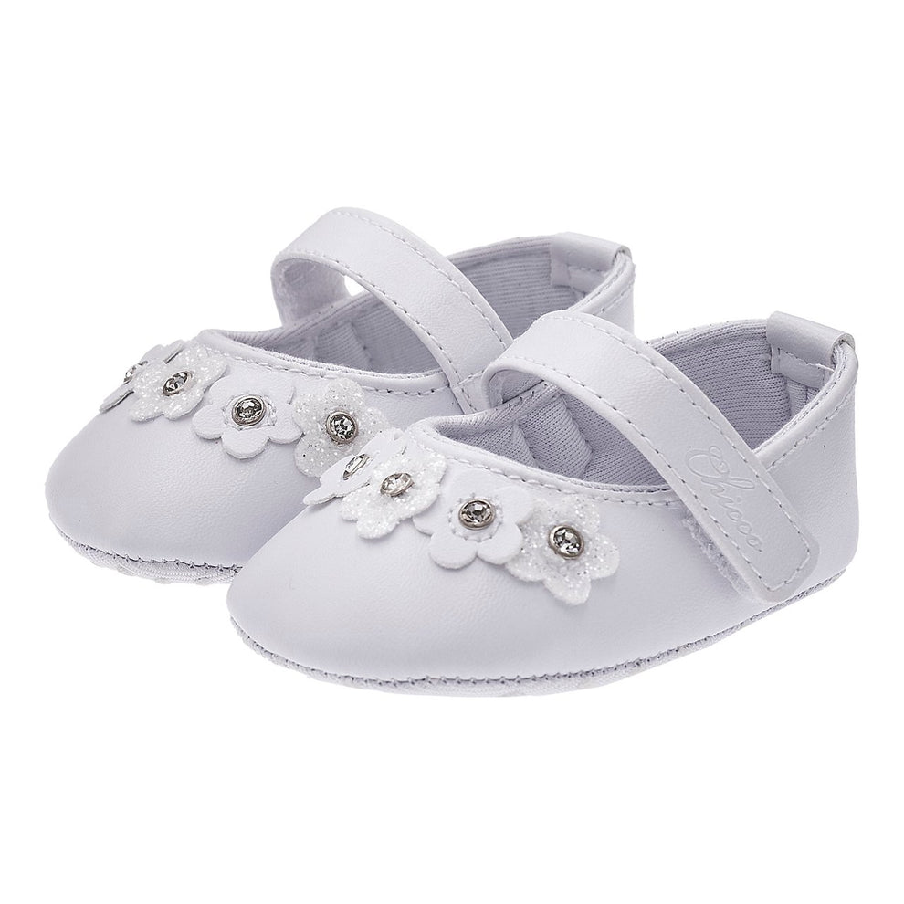 Chicco white flowers baby shoes