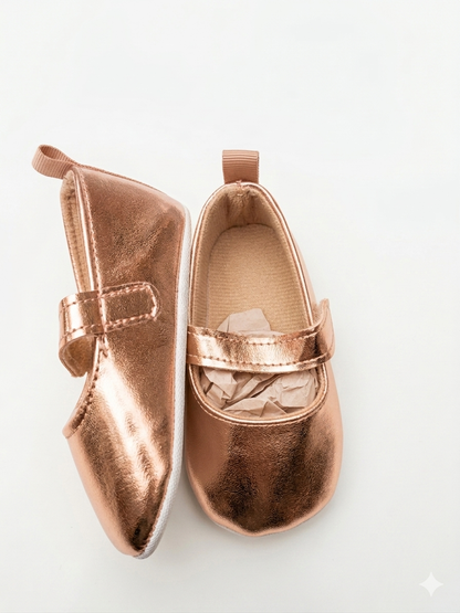 Rose gold Mary Jane baby flats