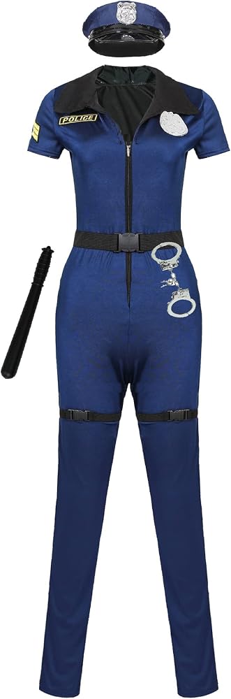 Adult Uni-sex Police Jumpsuit Cosplay Costume