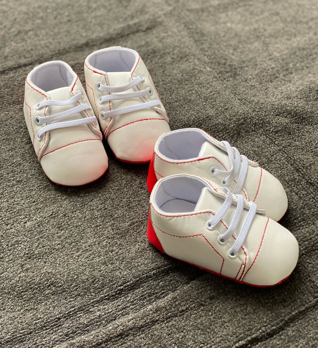 Baby leather shoes white and red