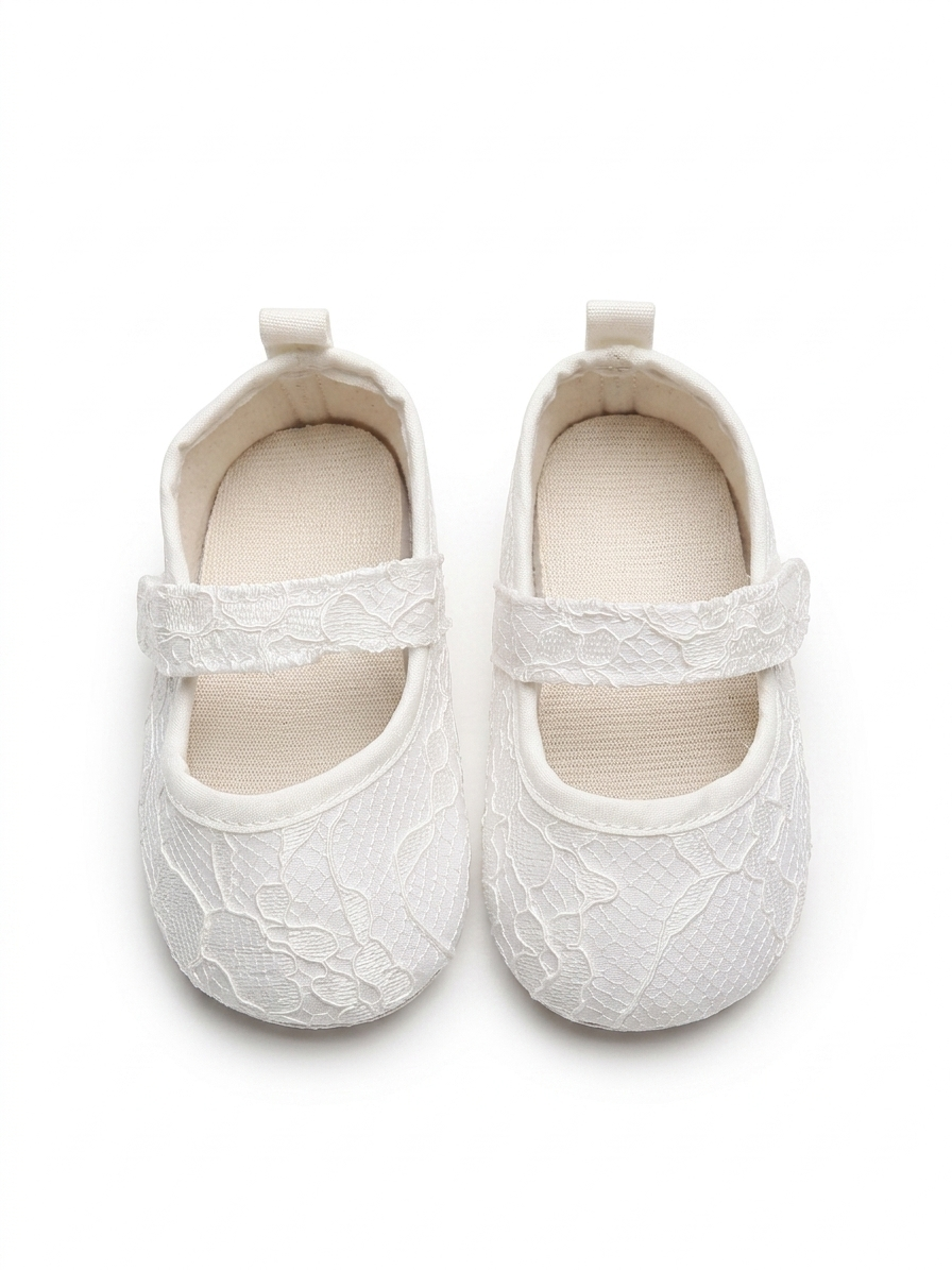 White lace design Mary Jane flats