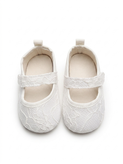 White lace design Mary Jane flats