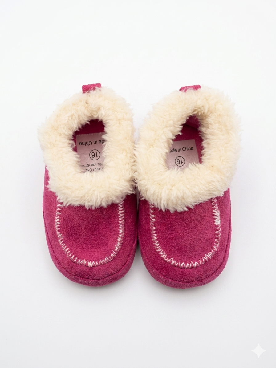Cozy pink infant booties