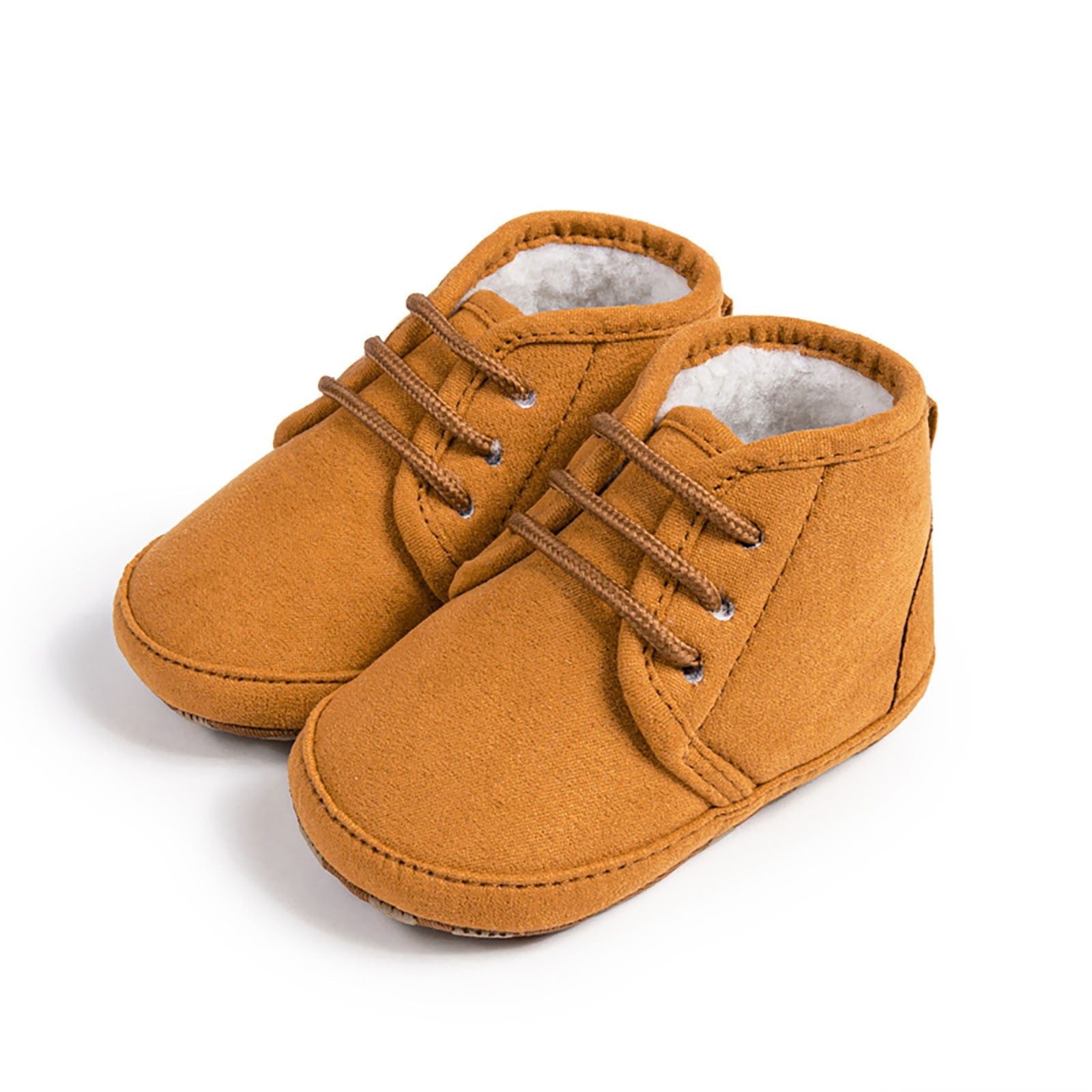 Brown suede lace-up baby shoes