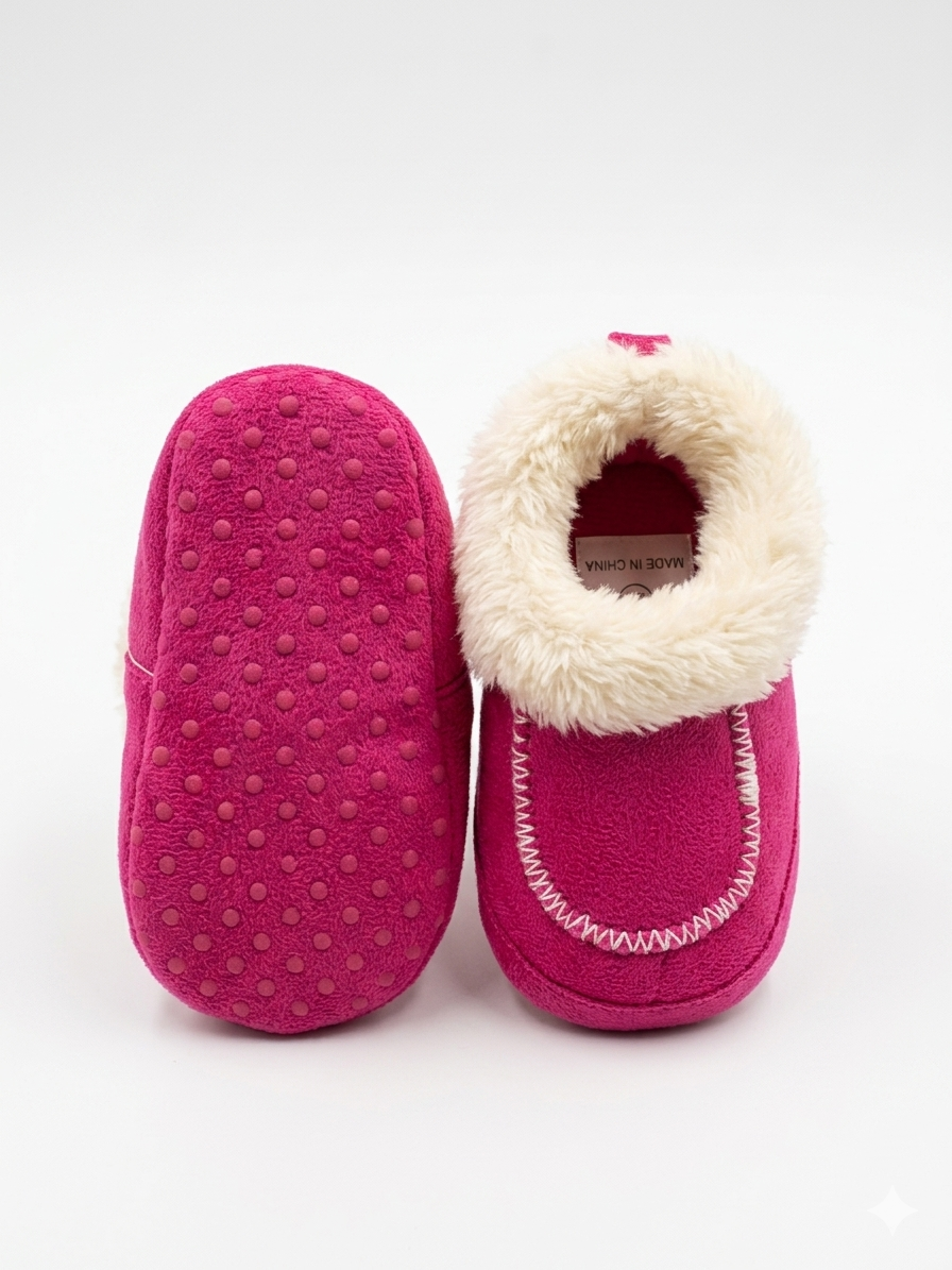 Cozy pink infant booties