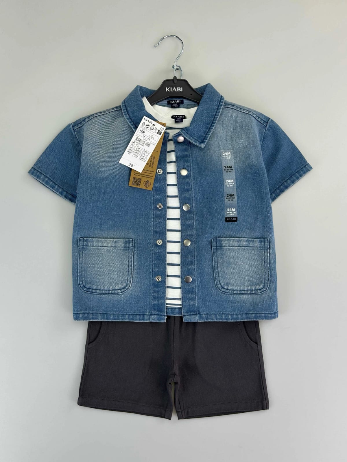 Kiabi 3pc  Denim Jacket and Grey Shorts