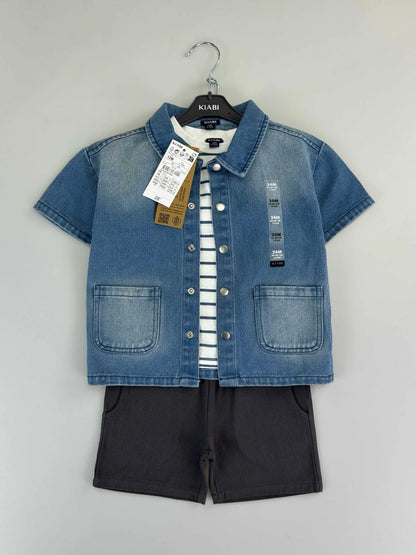 Kiabi 3pc  Denim Jacket and Grey Shorts