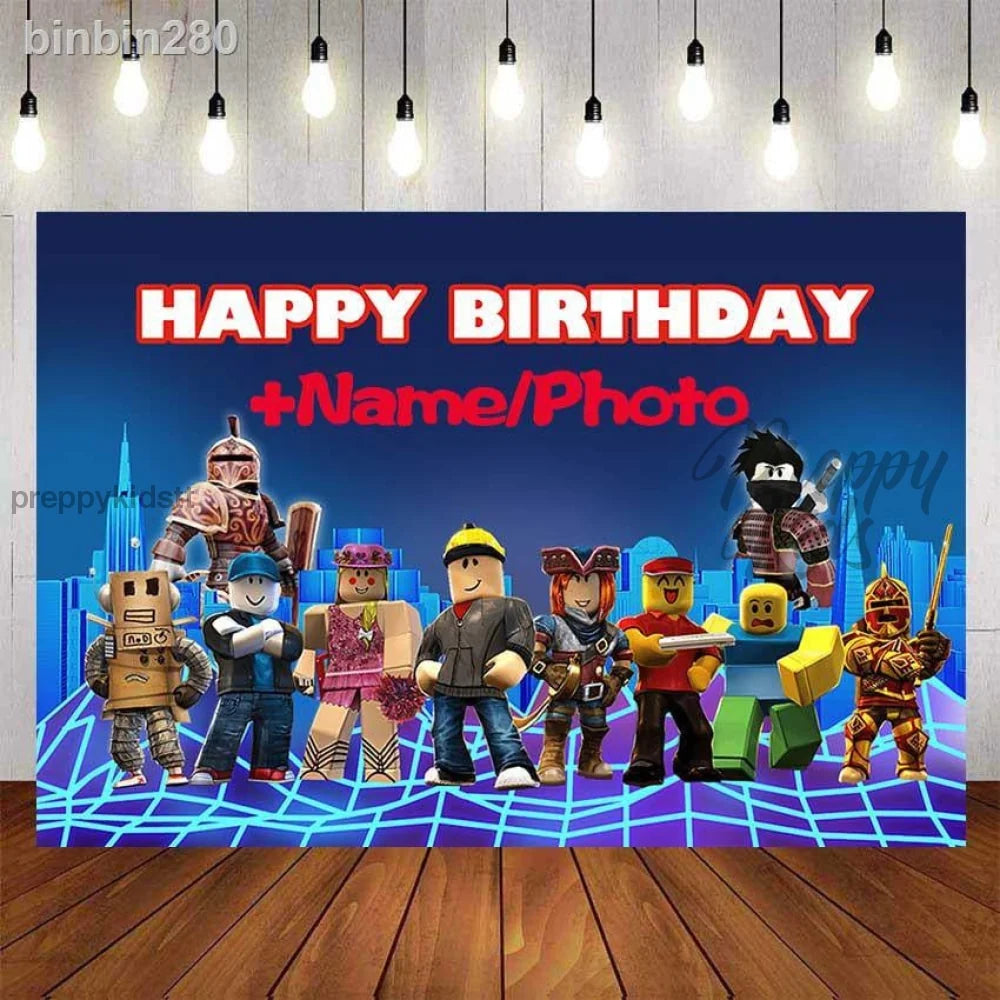 Roblox Inside the world customized birthday backdrop