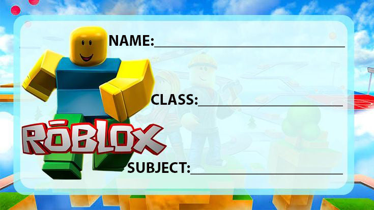 Roblox Robloxian school book Labels Builderman (Waterproof)