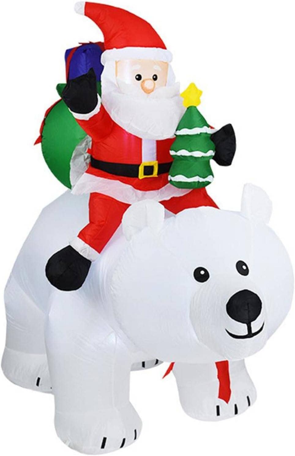 1.7m/5.6FT Christmas Decoration Inflatable Santa Bear Built-in LED Lights for Xmas Party Indoor Outdoor Courtyard Props Ornament