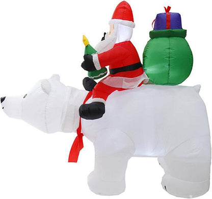 1.7m/5.6FT Christmas Decoration Inflatable Santa Bear Built-in LED Lights for Xmas Party Indoor Outdoor Courtyard Props Ornament