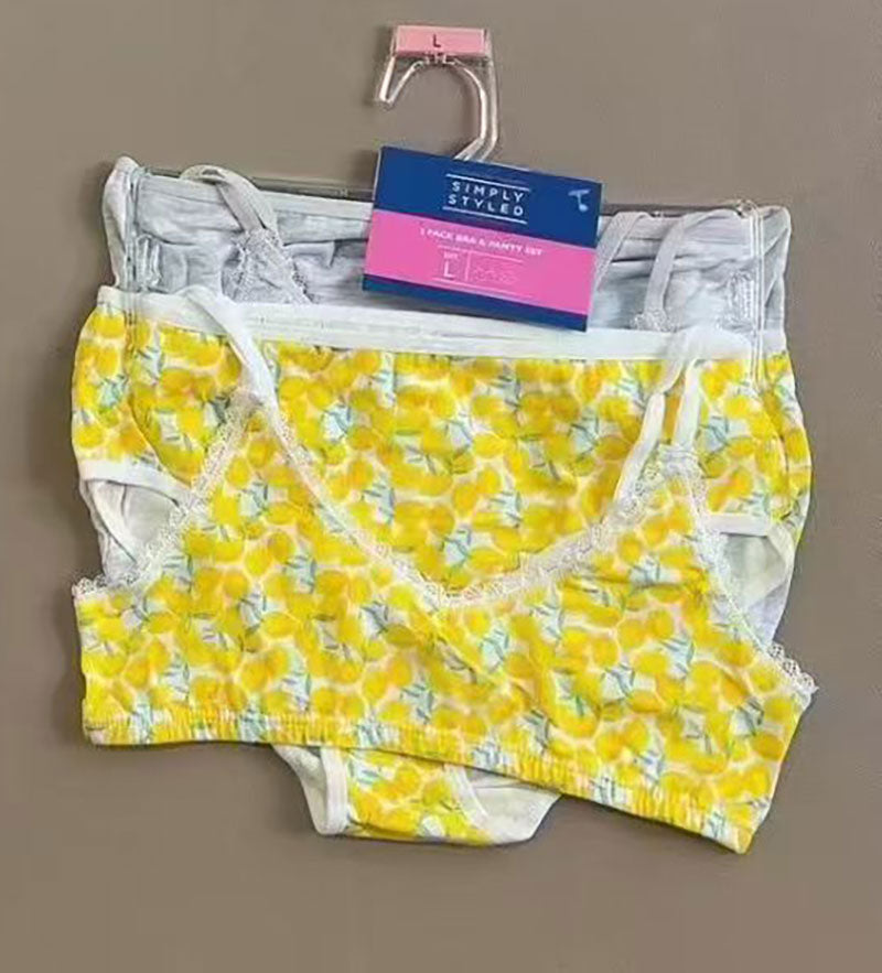 Simply Styled Grey - Yellow Training Bra &amp; Panty 4pc set