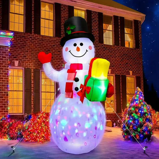 Christmas Inflatables Snowman Outdoor Yard Decor With Rotating LED Lights Christmas Blow Up Decoration Garden