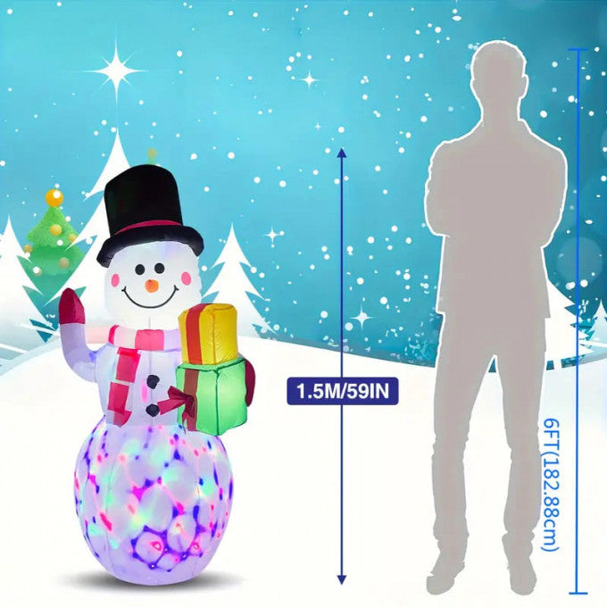 Christmas Inflatables Snowman Outdoor Yard Decor With Rotating LED Lights Christmas Blow Up Decoration Garden