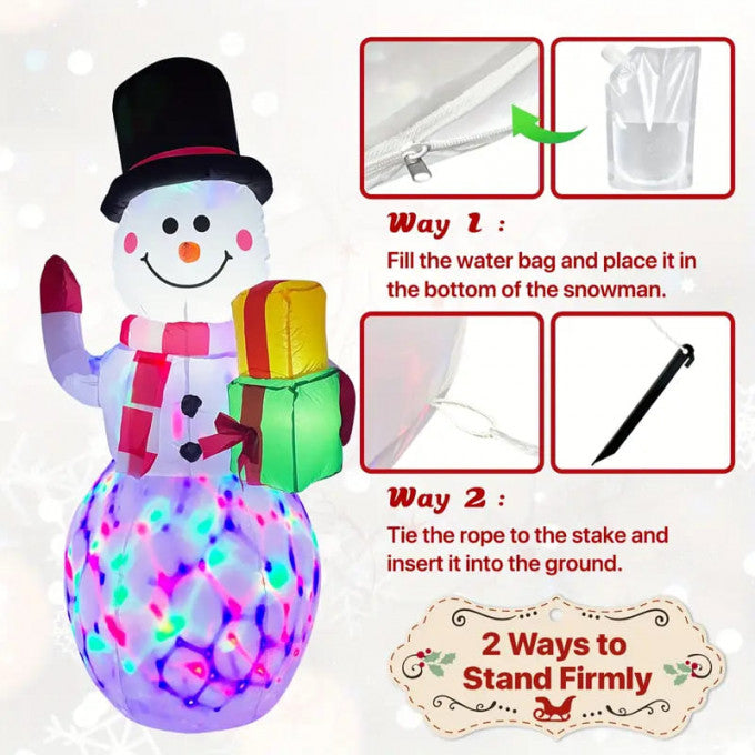 Christmas Inflatables Snowman Outdoor Yard Decor With Rotating LED Lights Christmas Blow Up Decoration Garden