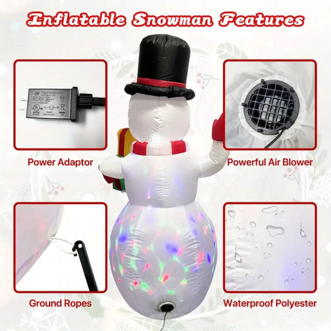 Christmas Inflatables Snowman Outdoor Yard Decor With Rotating LED Lights Christmas Blow Up Decoration Garden