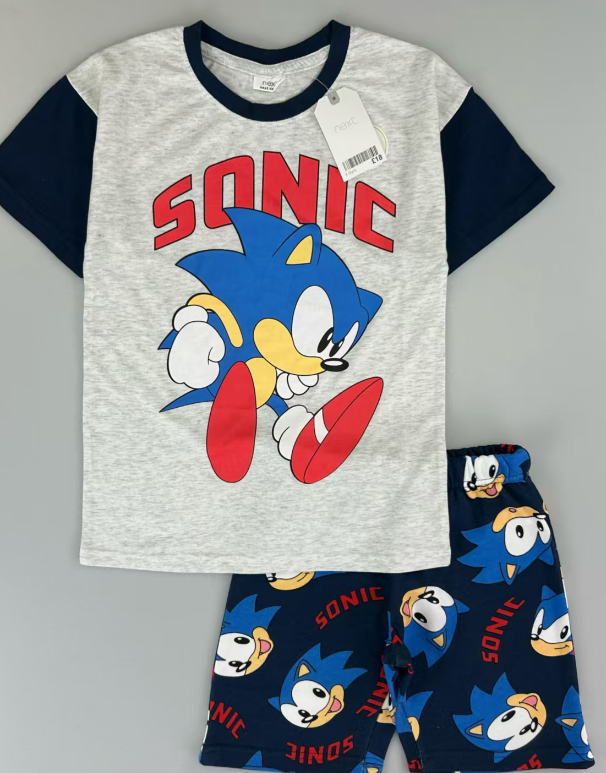 Next Sonic grey and navy blue short sleeve and short pants 2pc