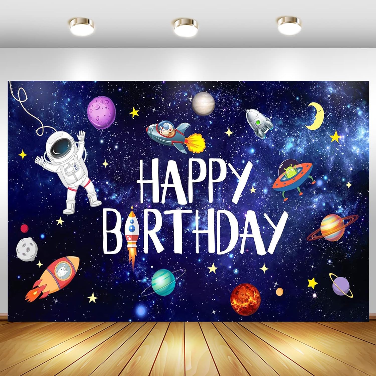 Ultimate Space Man Party package with backdrop