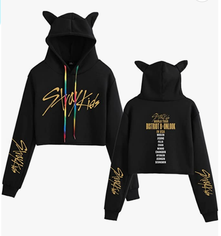 Stray Kids Crop top Hoodie Gold writing