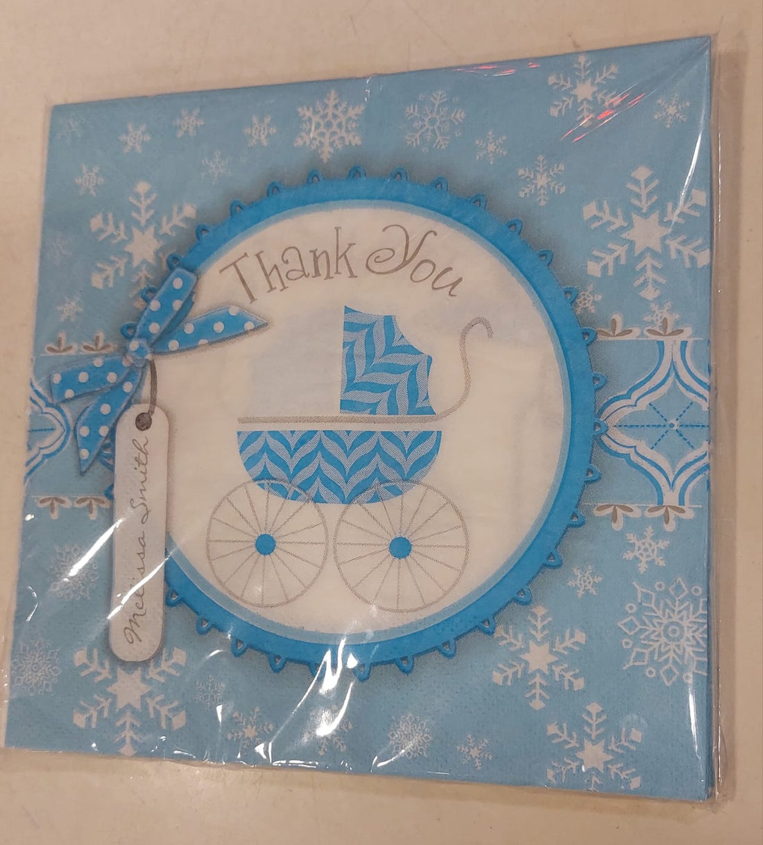 Baby Boy Thank You blue napkins Disposable (20pcs) - Preppy Kids (Grand Bazaar)