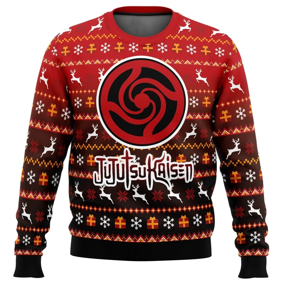 Jujutsu Kaisen Red Christmas Ugly Sweater