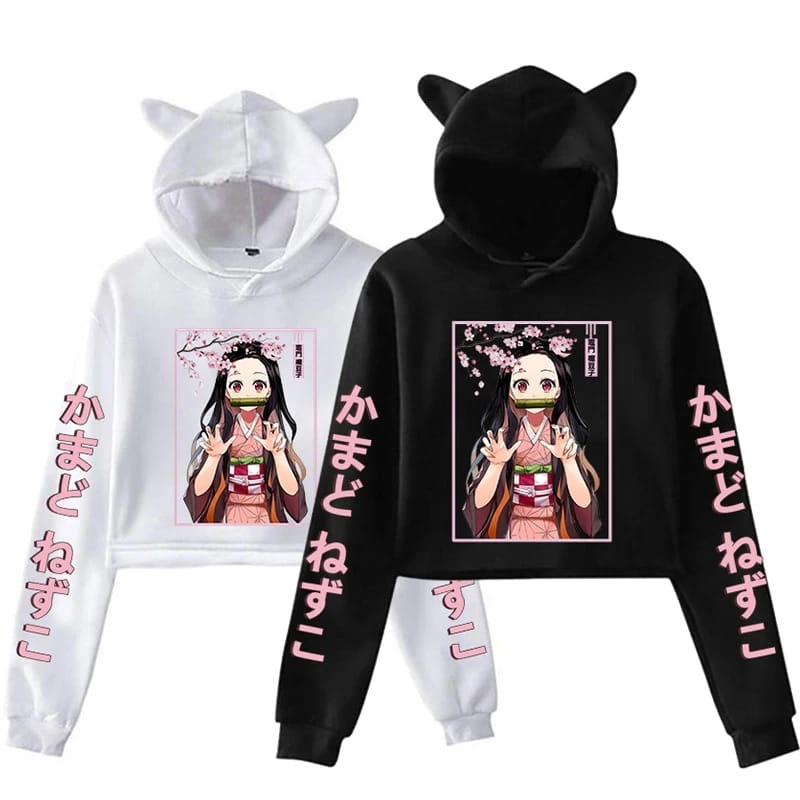 Demon Slayer Crop Top Nezuko black Hoodie