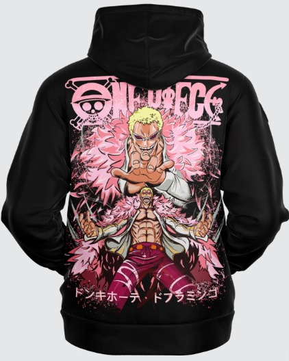 One Piece Donquixote Doflamingo Black Cotton Hoodie