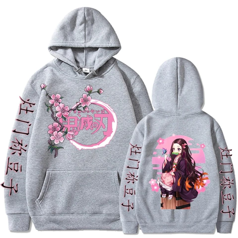 Nezuko grey Demon Slayer pullover Hoodie