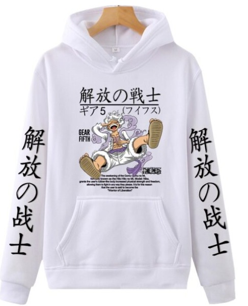 One Piece Luffy White cotton hoodie