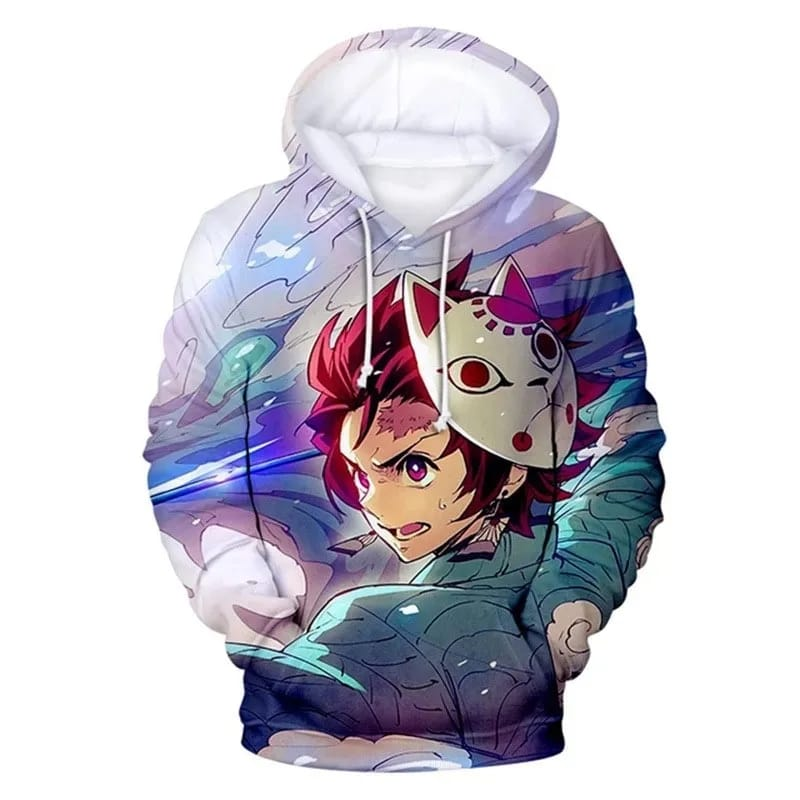 Demon Slayer Tanjiro Fight Zipper 3D Hoodie