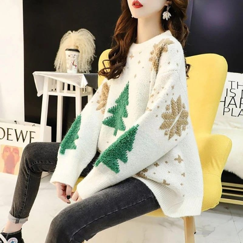 Christmas Tree Sweater white