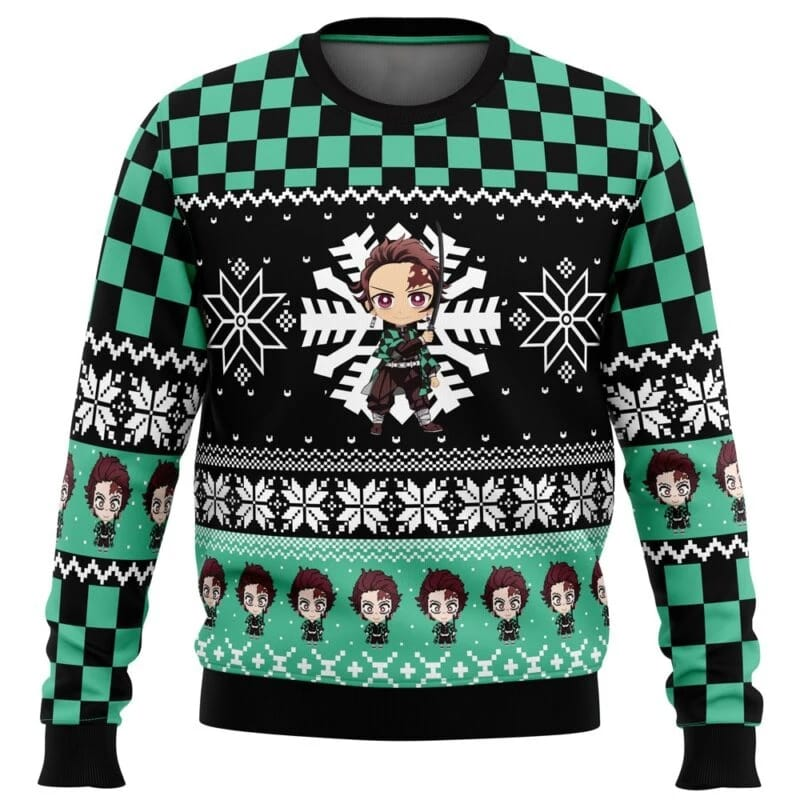 Demon Slayer Green Christmas Ugly sweater