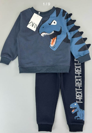Zara T-Rex Navy Blue Sweatshirt and Joggers Set
